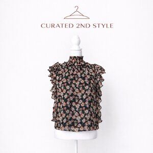 Blue Rain Floral Ruffle Blouse Size S | Worn Once